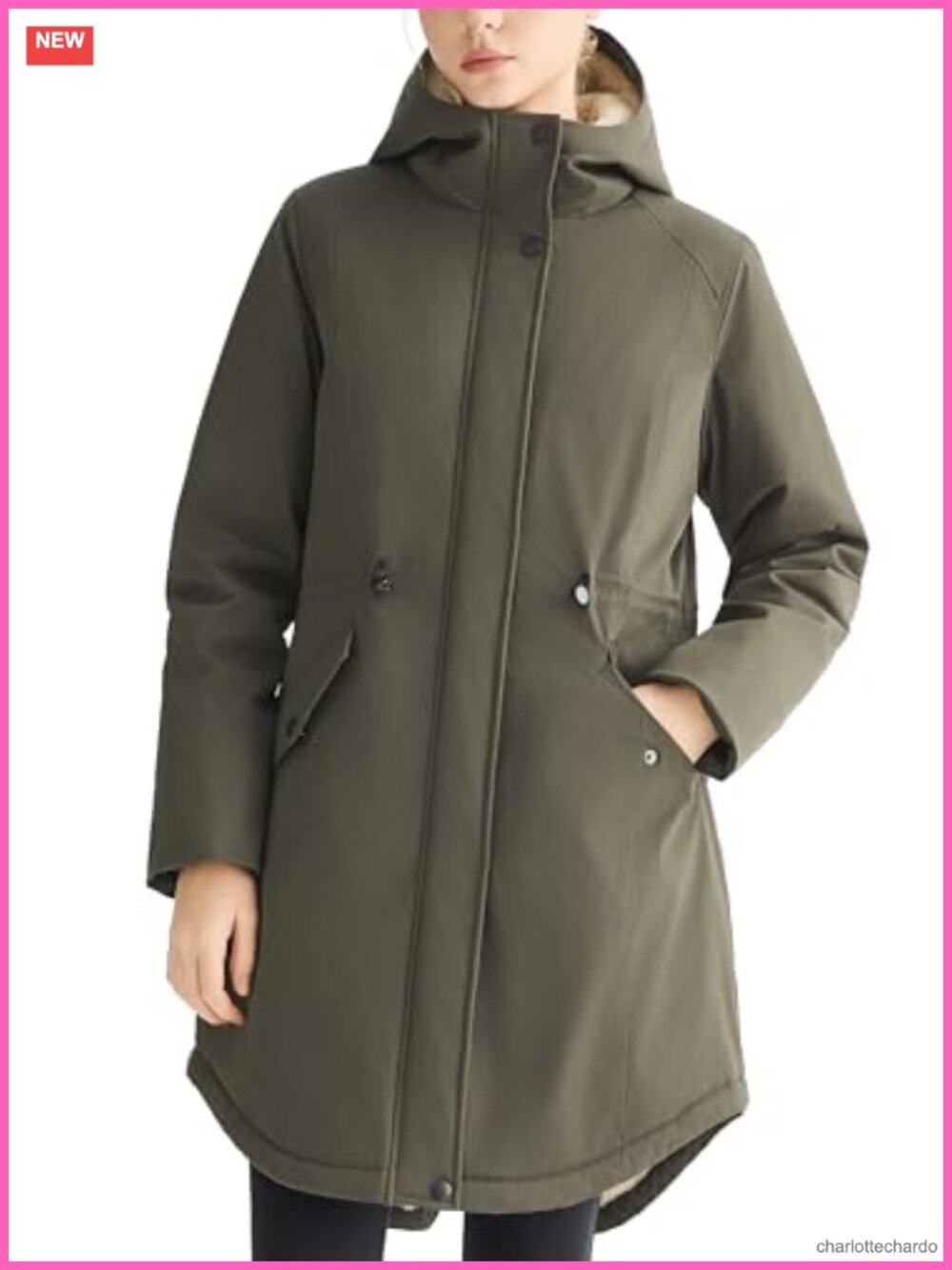 Fleece Lined Puffer Jacket Hooded Winter Coat Knee Length